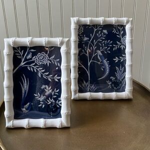 TWO’S COMPANY FAUX BAMBOO PHOTO FRAMES |  WHITE | SET: 4”x6” &  5”x7” | NEW